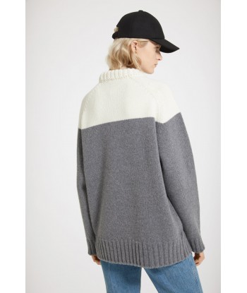 Two-tone jumper in sustainable wool and cashmere solde