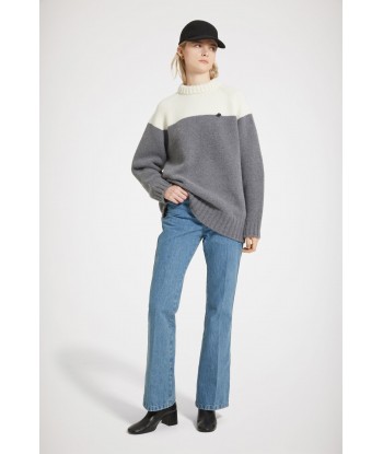 Two-tone jumper in sustainable wool and cashmere solde