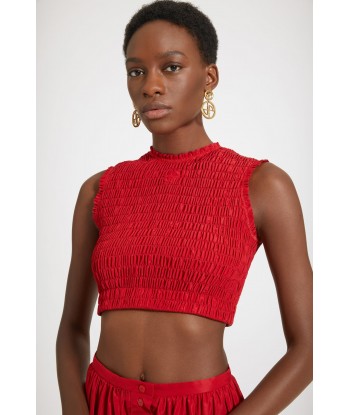 Smock crop top in eco-friendly faille prix