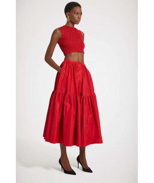 Buttoned tiered midi skirt in eco-friendly faille des créatures d'habitude