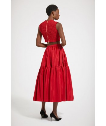 Buttoned tiered midi skirt in eco-friendly faille des créatures d'habitude