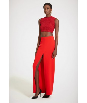 Smock crop top in eco-friendly faille prix