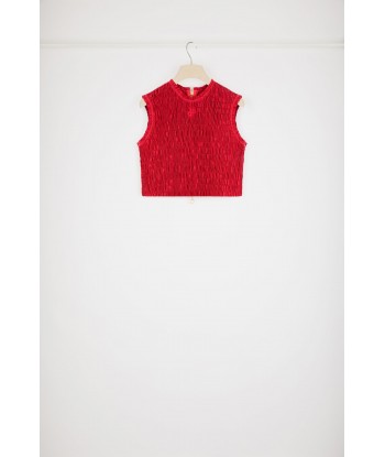 Smock crop top in eco-friendly faille prix