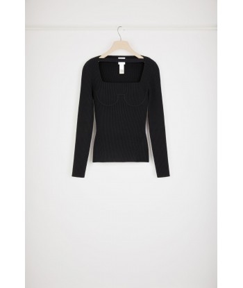 Ribbed corset top in sustainable wool blend JUSQU'A -70%! 