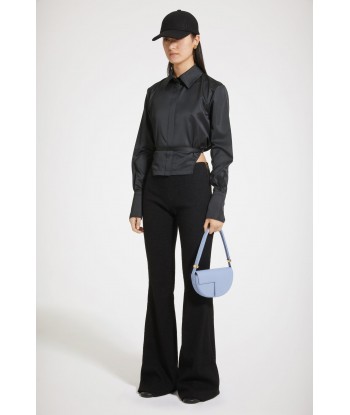 Cut-out cropped shirt in eco-friendly satin Les êtres humains sont 