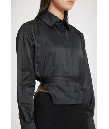 Cut-out cropped shirt in eco-friendly satin Les êtres humains sont 