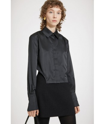 Cut-out cropped shirt in eco-friendly satin Les êtres humains sont 