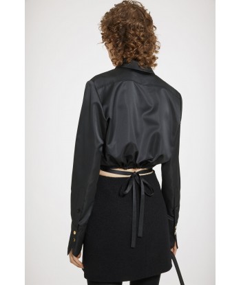 Cut-out cropped shirt in eco-friendly satin Les êtres humains sont 