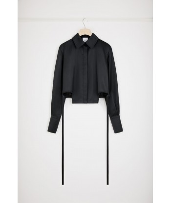 Cut-out cropped shirt in eco-friendly satin Les êtres humains sont 