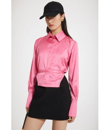 Cut-out cropped shirt in eco-friendly satin Paris Déstockage Promo