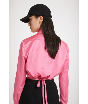 Cut-out cropped shirt in eco-friendly satin Paris Déstockage Promo