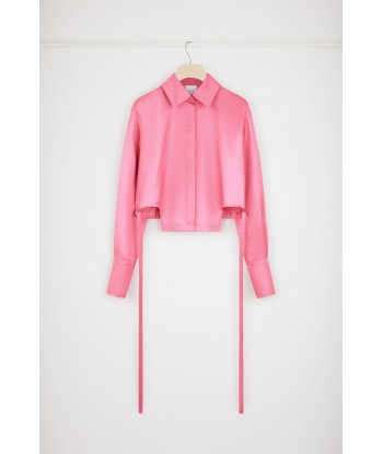 Cut-out cropped shirt in eco-friendly satin Paris Déstockage Promo