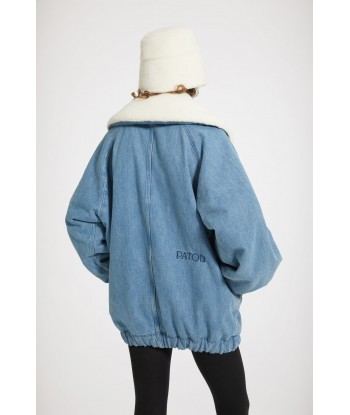 Oversized jacket in organic cotton denim and faux shearling JUSQU'A -70%! 