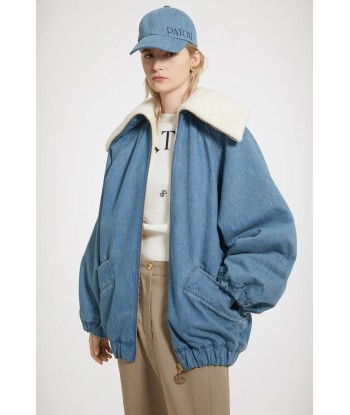 Oversized jacket in organic cotton denim and faux shearling JUSQU'A -70%! 