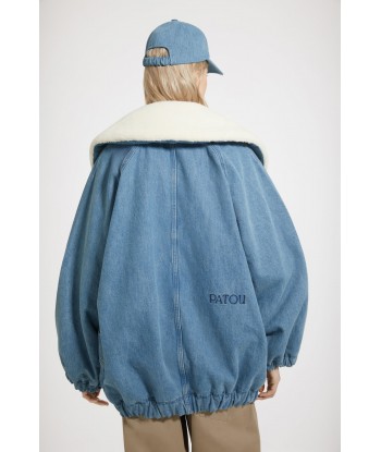 Oversized jacket in organic cotton denim and faux shearling JUSQU'A -70%! 