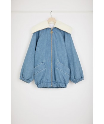 Oversized jacket in organic cotton denim and faux shearling JUSQU'A -70%! 