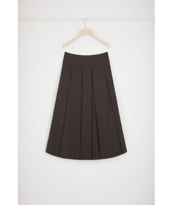 Pleated midi skirt in technical wool twill Le MVP de beaucoup