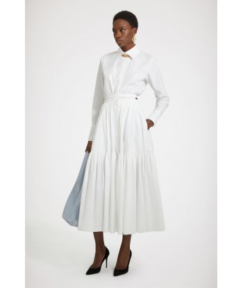 Buttoned tiered midi skirt in organic cotton meilleur choix