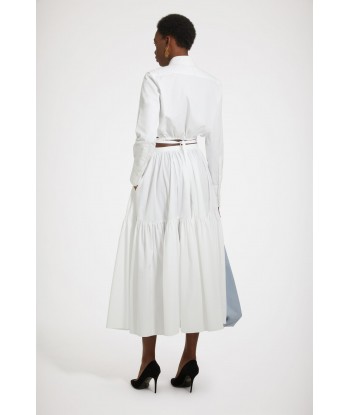 Buttoned tiered midi skirt in organic cotton meilleur choix