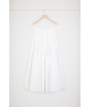 Buttoned tiered midi skirt in organic cotton meilleur choix