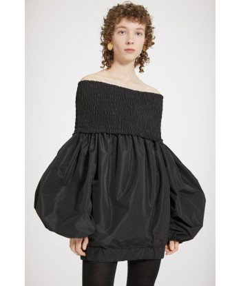 Off-the-shoulder smock mini dress in eco-friendly faille Profitez des Offres !