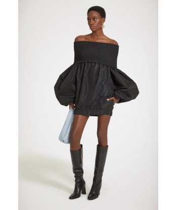 Off-the-shoulder smock mini dress in eco-friendly faille Profitez des Offres !