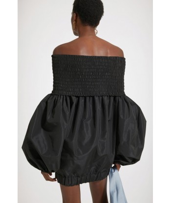 Off-the-shoulder smock mini dress in eco-friendly faille Profitez des Offres !