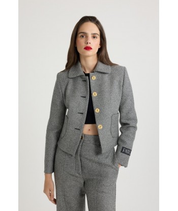 Short jacket in textured wool livraison et retour toujours gratuits