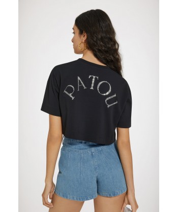 Embellished Patou cropped t-shirt in organic cotton la chaussure