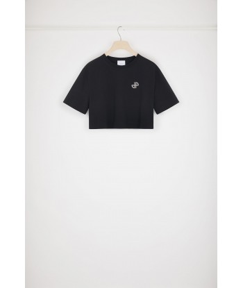 Embellished Patou cropped t-shirt in organic cotton la chaussure