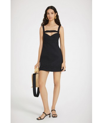 Bow neckline mini dress in cotton tweed Amélioration de cerveau avec