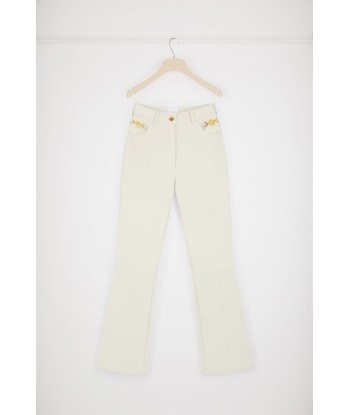 Flared trousers in regenerated cotton denim solde