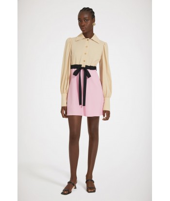 Two-tone mini shirt dress in seersucker vente chaude votre 