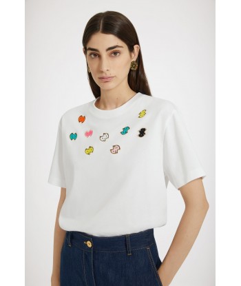 JP embellished t-shirt in organic cotton brillant des détails fins