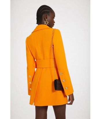 Belted coat in virgin wool crepe de la marque