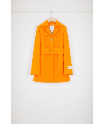 Belted coat in virgin wool crepe de la marque