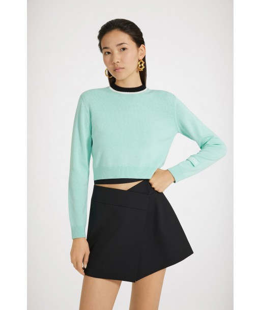 Contrast collar jumper in cotton and wool en ligne