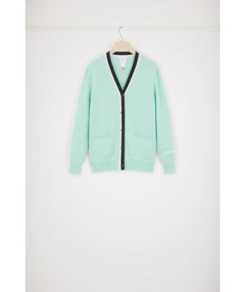 Contrast collar cardigan in cotton and wool suggérées chez