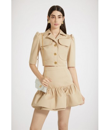 Ruffle mini skirt in cotton gabardine français