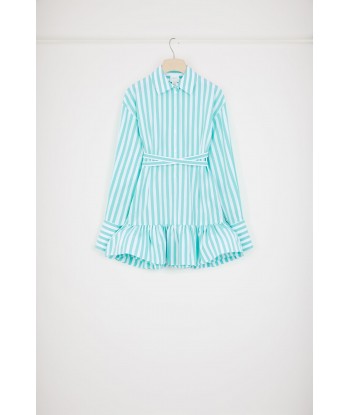 Ruffle mini shirt dress in printed cotton en linge