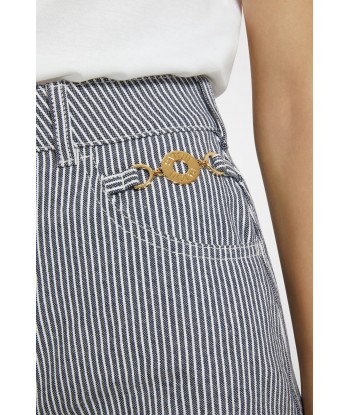 Mini shorts in striped cotton denim paiement sécurisé