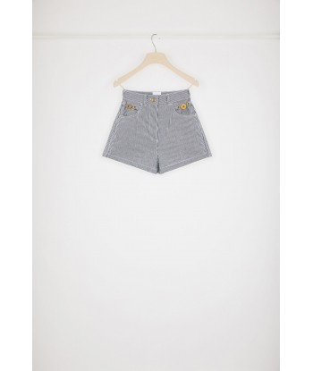 Mini shorts in striped cotton denim paiement sécurisé