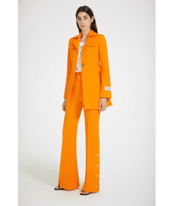 Button-hem flared trousers in wool crepe Venez acheter