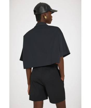 Wave cropped shirt in sustainable cotton en linge