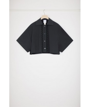 Wave cropped shirt in sustainable cotton en linge