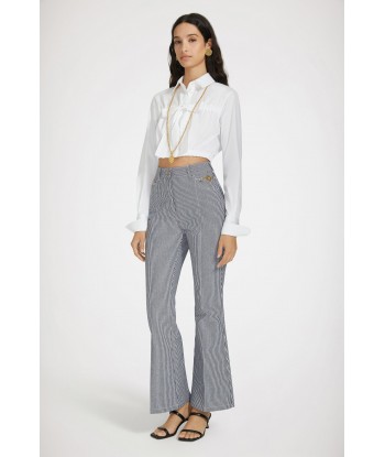 Flared trousers in striped cotton denim Comparez et commandez 