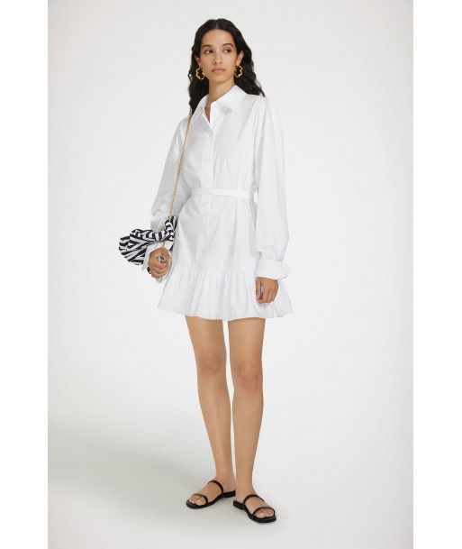 Ruffle mini shirt dress in sustainable cotton de pas cher