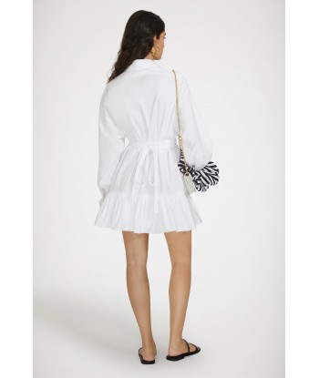 Ruffle mini shirt dress in sustainable cotton de pas cher