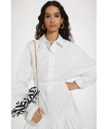 Ruffle mini shirt dress in sustainable cotton de pas cher