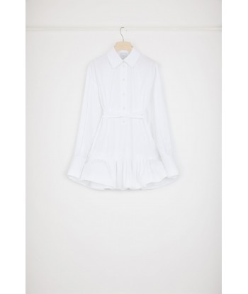 Ruffle mini shirt dress in sustainable cotton de pas cher